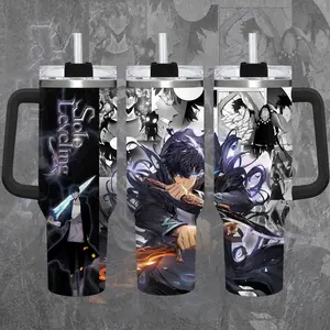 [Solo Leveling] Sung Jin-Woo “Shadow Monarch” 20oz & 40oz Tumbler With Handle – Anime Gaming Stainless Steel Cup, Insulated Iced Coffee Mug, Aesthetic Design, Trendy Drinkware, Daily Use, Fan Favorite, Gift For Otaku & Anime Fans