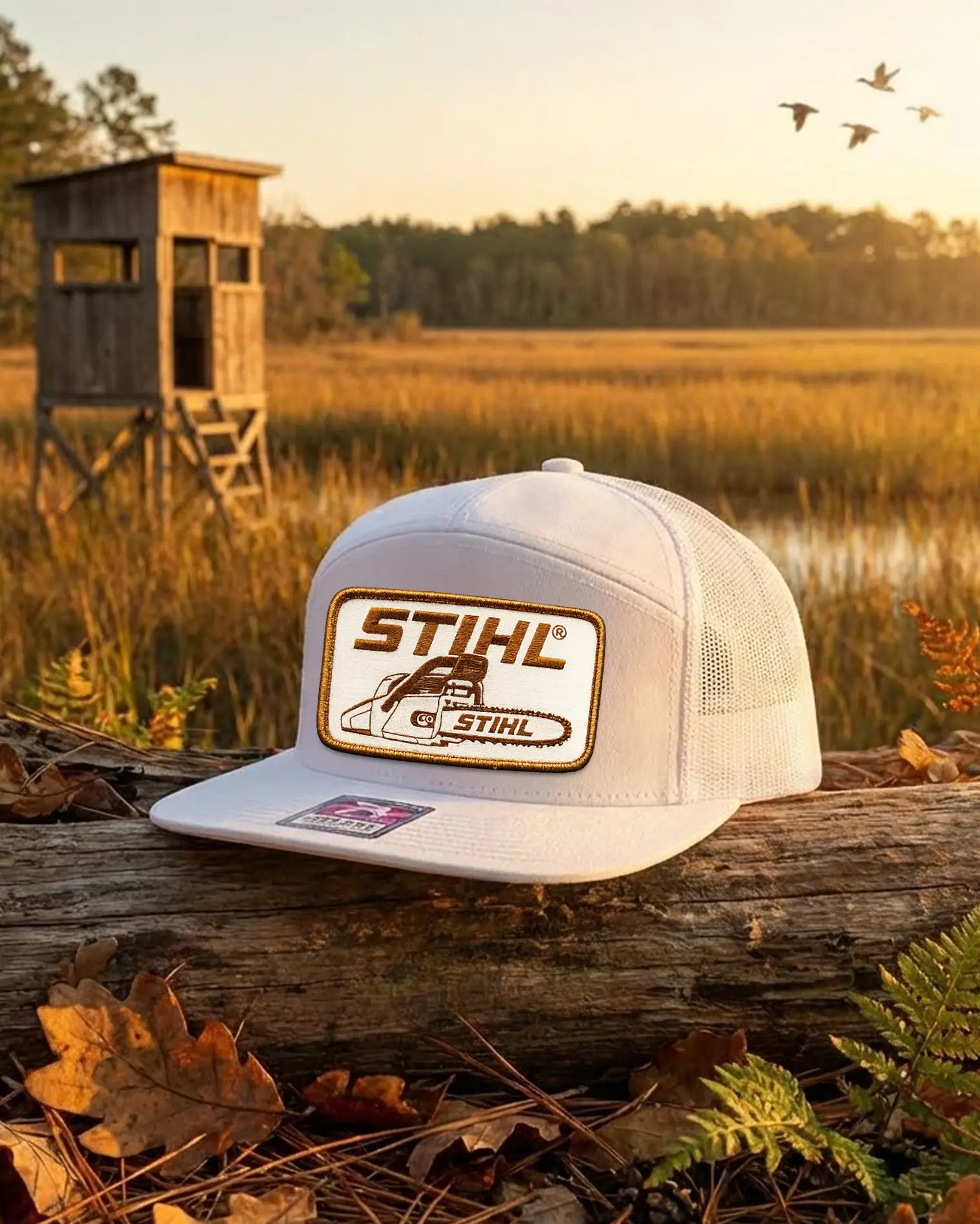 [COMBO 2 SAVE 50%] Stihl Vintage Trucker Hat, Brown Stihl Chainsaw Patch Cap, High Profile Mesh Back Snapback, Retro Workwear Hat, Gift for Logger or Arborist