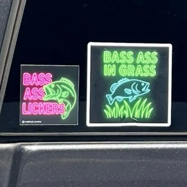 Crashout Corrina Bass Stickers - Bass Ass Lickers & Bass Ass in Grass Designs for Your Needs