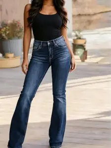 Micro embroidered stretch jeans - comfortable, soft, breathable, suitable for casual denim women's wear