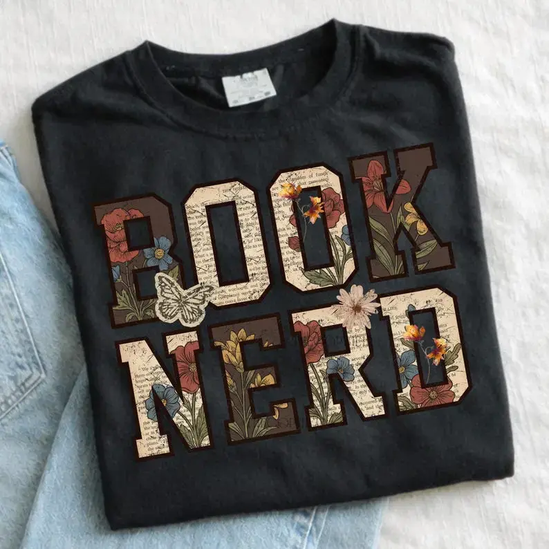 Trendy Book Nerd T-shirt, Book Worm Shirt, Retro Bookish Sublimation Shirt For Book Lover, Preppy Reading Graphic, Librarian