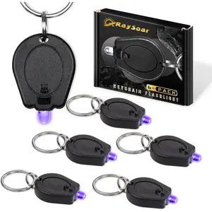 6 Pack 395nm Mini UV LED Keychain Flashlight UV Keychain Light Black Light for Detections