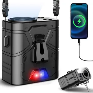 20000mAh Portable  fan Clip  Belt Shirt  Rechargeable  5 Speeds 20000RPM 60H Working LED Light Personal cooling device Wearable  Fan for Outdoor Jobsite Camping (Black)