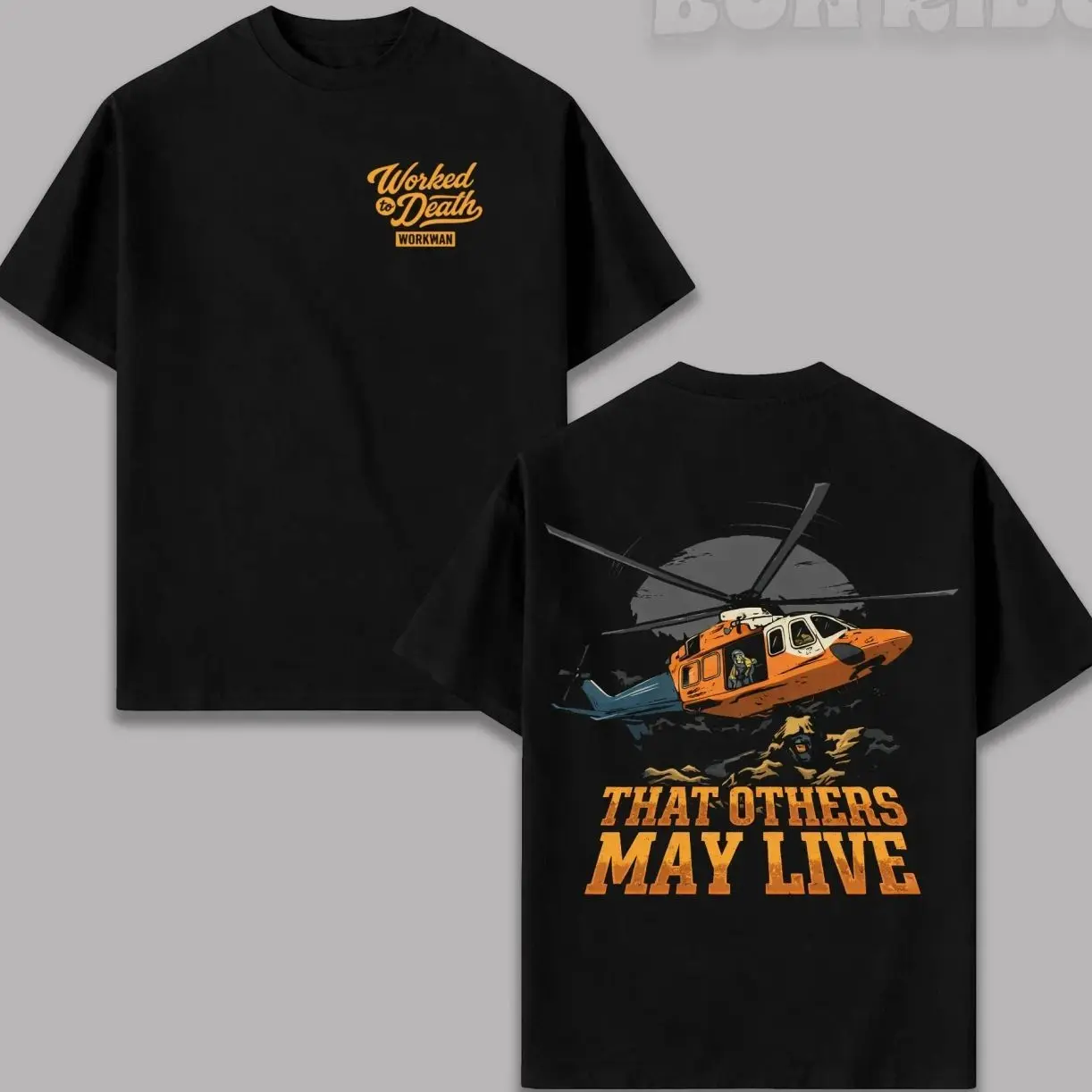 Men's 'That Others May Live' Short Sleeve Graphic T-Shirt, Vintage Helicopter Back Print Tee in Soft Breathable Cotton for Casual Streetwear AXL
