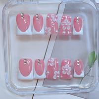 White 3D Flower And White French Tip