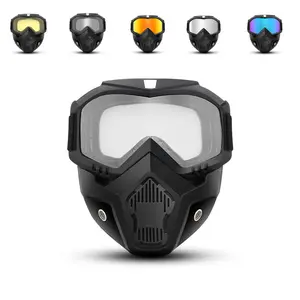 Full Face Goggles with Detachable Mask Anti-Fog HD Lens Motorcycle ATV Dirt Bike Ski Goggles Lightweight Windproof Face Shield Adjustable Strap