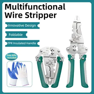 New 18-in-1 Multifunctional Wire Stripper Pliers, Professional for Electricians – Wire Stripping, Separating, Crimping, Cutting, Winding, Foldable Design.