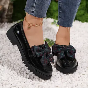 Trendy Women's Vintage Inspired Loafers with Decorative Bow Comfortable Platform Casual Sneakers Breathable Lightweight Everyday Footwear for All Day Wear