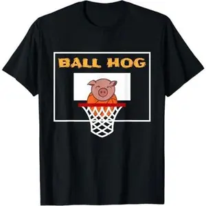 Ball Hog Basketball Player Gift - Funny Sports Pig Pun T-Shirt