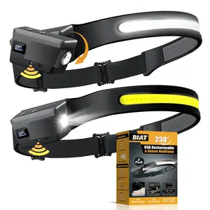 Portable Rechargeable LED Headlamp, 1/2/3 Counts 230°Wide Beam Headlight with Motion Sensor, 90°Rotation & Removable Head Lights, 5 Mode HeadLamp, Christmas Gift, Flashlight Headlamp, for Outdoor Trail Running