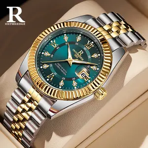 ONTHEEDGE Turquoise Dial Watch for Men, Waterproof Stainless Steel Luxury Watch,Date Display Quartz Movement Fashion Men’s Watch， wrist watch automatic waterproof