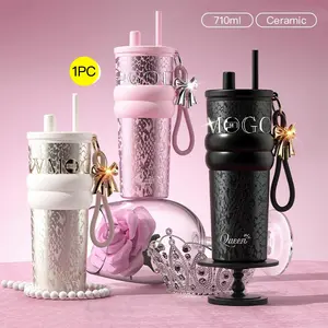24oz Insulated Water Bottle, Modern Coffee Cup, Thermal Mug, Geometric, Reusable Stainless Steel Travel Mug, with Lid and Straw, Gift for Men and Women