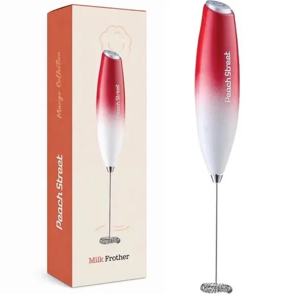 Peach Street Milk Frother in White and Red Item High-Power Grinder