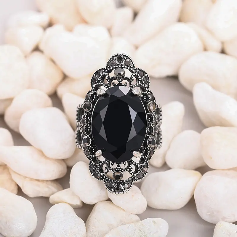 Women's Baroque Floral Filigree Statement Ring, Antique Silver-Tone Costume Jewelry, Vintage Gothic Victorian Gift, Flowers