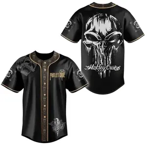 motley crue band skull baseball jersey shirt Gift for fans Gift for men women