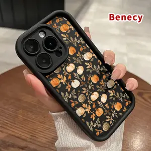 TPU Phone Case for iPhone 17 15 16 14 Pro Max 13 12 11 XR XS Plus Air E Pumpkin Leaf Symphony Pattern Pocket-Friendly Shockproof Silicone Protective Soft Smartphone Casing