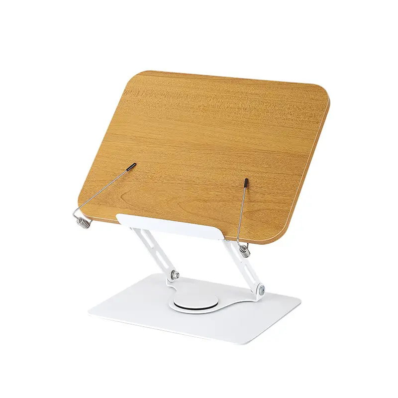 Wood Grain Rotating Desk Stand Copyholder - Adjustable Compact Study Rack, Multifunctional Reading Support for Books & Tablets, Office Stationery Desk Organizer Accessory for Home & School Kids