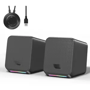 Speakers,with 7 Colorful RGB Lights, Headphone Jack,  Bass and Volume Control, PC Speakers USB  Gaming Speakers for Laptop  PC Tablet Phone