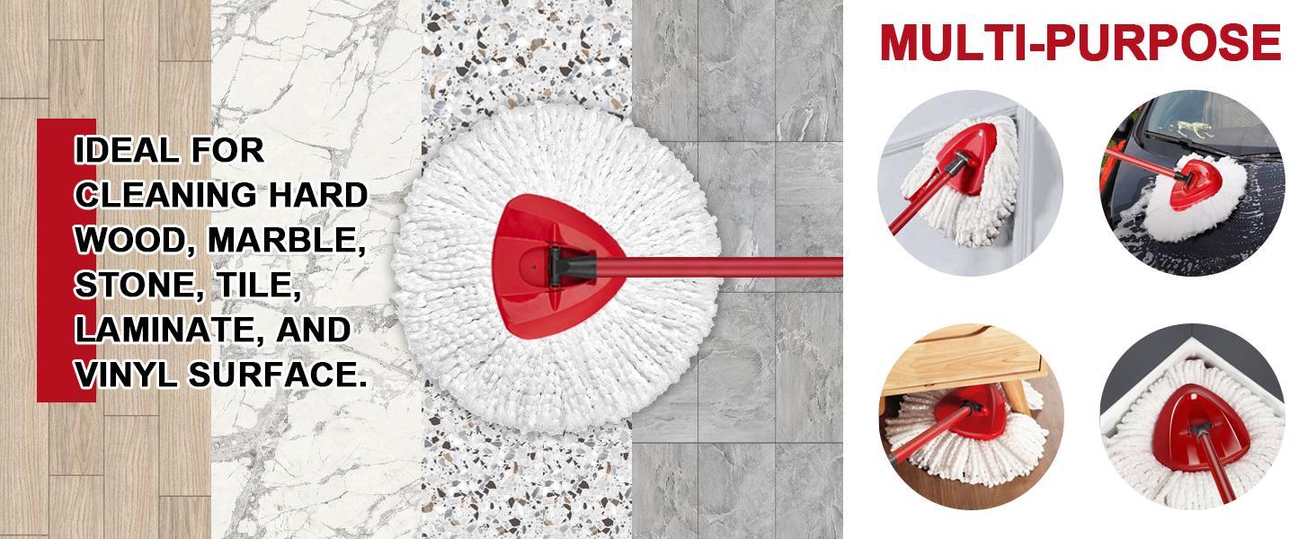 For O-Cedar EasyWring Mop Head Replacement, Spin Mop Microfiber Refill with Scrub Brush Head for 1 Tank System, Mop Accessories