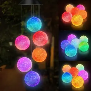 1pc Solar LED Globe Wind Chime Light for Valentine's Day, Outdoor Color Changing Decoration for Home Garden Balcony Party Outdoor Solar Lights