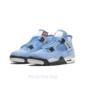 Retro college-style blue sneakers: stylish, comfortable, slip-resistant, and durable basketball shoes