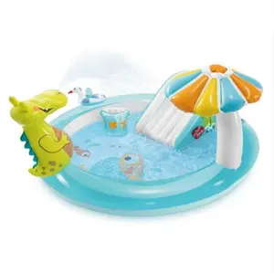 Intex 57165EP Gator Outdoor Inflatable Kiddie Pool Water Play Center with Slide