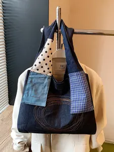 Embroidered Canvas Shoulder Bag for Women, Large Capacity Summer Casual Crossbody Bag, Perfect for College Students & Daily Use