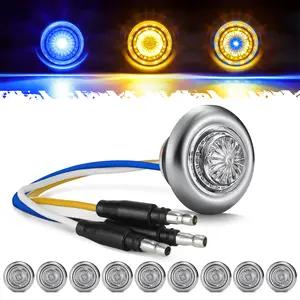 Partsam 10Pcs 3/4 Inch Led Side Marker Lights Clear Lens Clearance Bullet Lights Penny Light with Trim Ring Bezel for Trailer Truck RV Car Bus Van, IP68 Waterproof