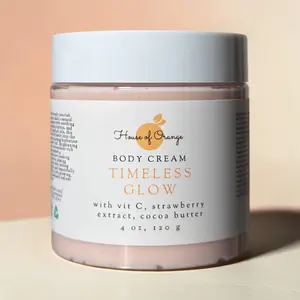 Timeless Glow Body Cream / Vit C, Cocoa Butter, Strawberry Extract, Rosehip Oil/ Nourishing, Brightening, Antioxidant Rich