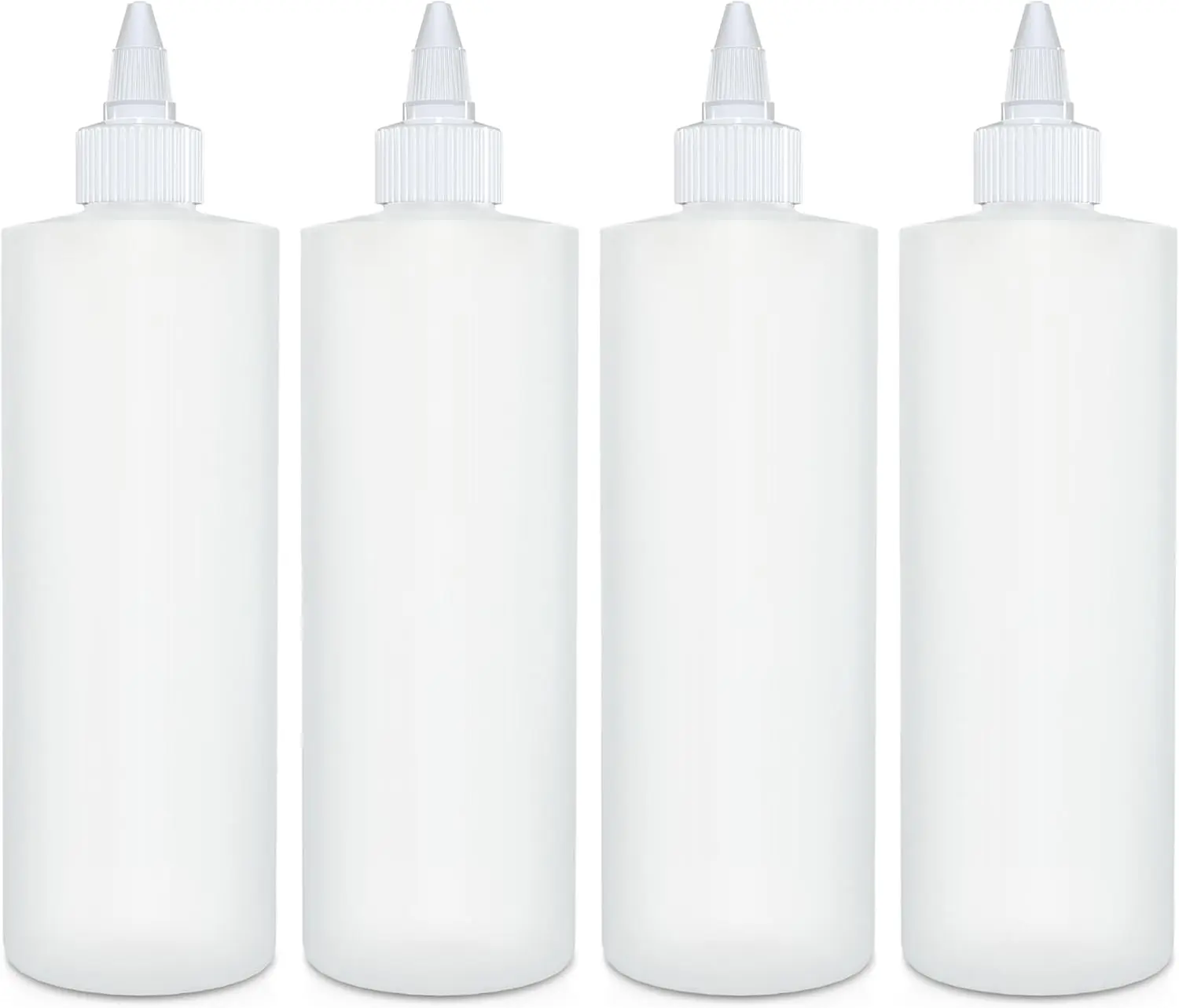 Condiment Squeeze Bottles, 16 OZ Empty Squirt Bottle with Twist Top Cap, Leak Proof -  for Ketchup, Mustard, Syrup, Sauces, Dressing, Oil, Arts and Crafts,  Plastic - 4 PACK