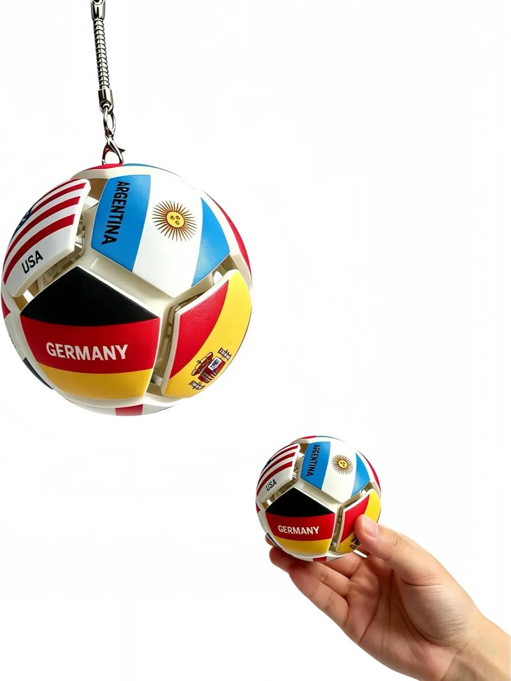 Light Up Fidget Soccer Ball Keychain - Mini Sized Car Interior Decoration, Upgraded Ergonomic Stress Relief Toy with UV Print for Game Day Use, Mini Sized Products