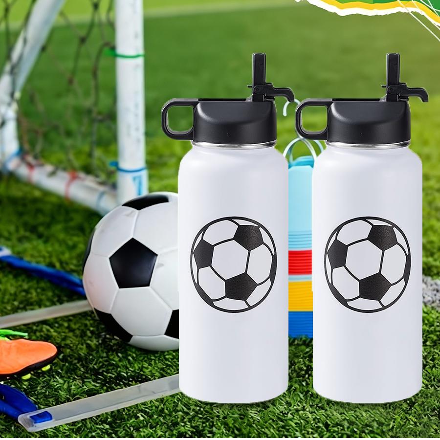 12 pcs 32 oz reusable stainless steel cups, indoor soccer cups for iced coffee, hot and cold beverages and juices, perfect for soccer games, graduation events and daily hydration must-haves, perfect gift for mother's day, graduation season