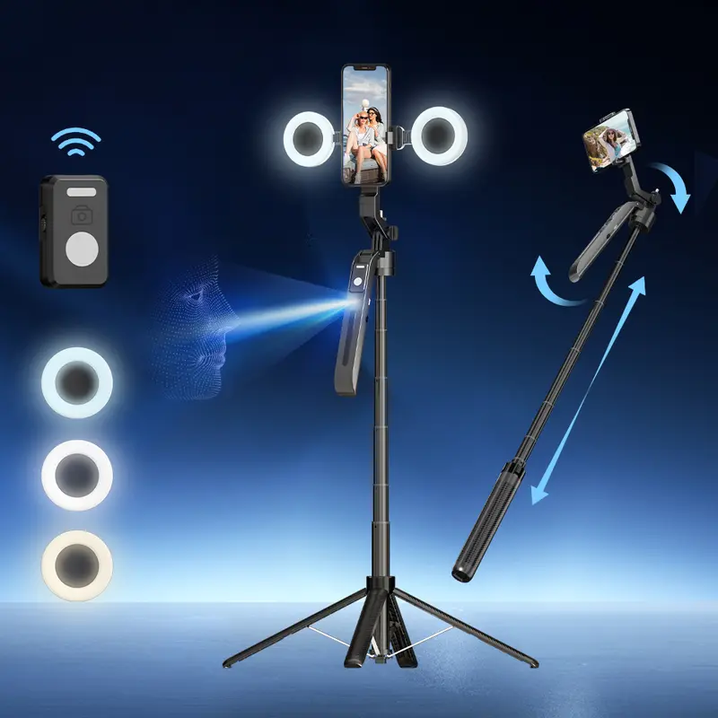 FUNSNAP AI Tracking Selfie Stick Tripod - Adjustable, Foldable, 360° Steady Rotate, Extendable Smartphone/Phone Accessory with 1/4" Interface, Wireless Remote Control for iPhone 18/17/16 Pro Max/18 Duo, Zf8-6 Phones, Cameras, Vlog Recording