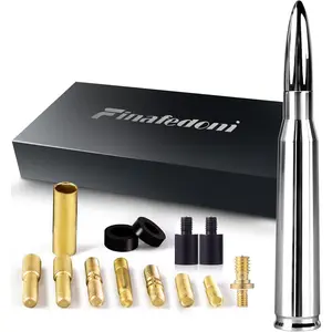 KDO Chrome Bullet Antenna 50 Cal Bullet Car Truck Antenna Truck Accessories Silverado 1500 F150 F250 F350 Ram 1500 GMC Sierra 1500 Ranger Short Replacement Antena (Chrome, 5.5inch)