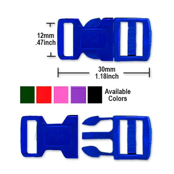 PCBUCK12C Paracord Buckles, 12mm Assorted Colors, Plastic, Paracord Bracelets, Lanyards, Friendship Bracelets