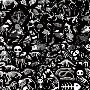 Skeleton Animal Pattern Sticker, 55pcs/set Creative Animal Skeleton Decorative Sticker, DIY Decals for Water Bottle, Laptop, Phone Case, Scrapbooking, Journal Making, Halloween