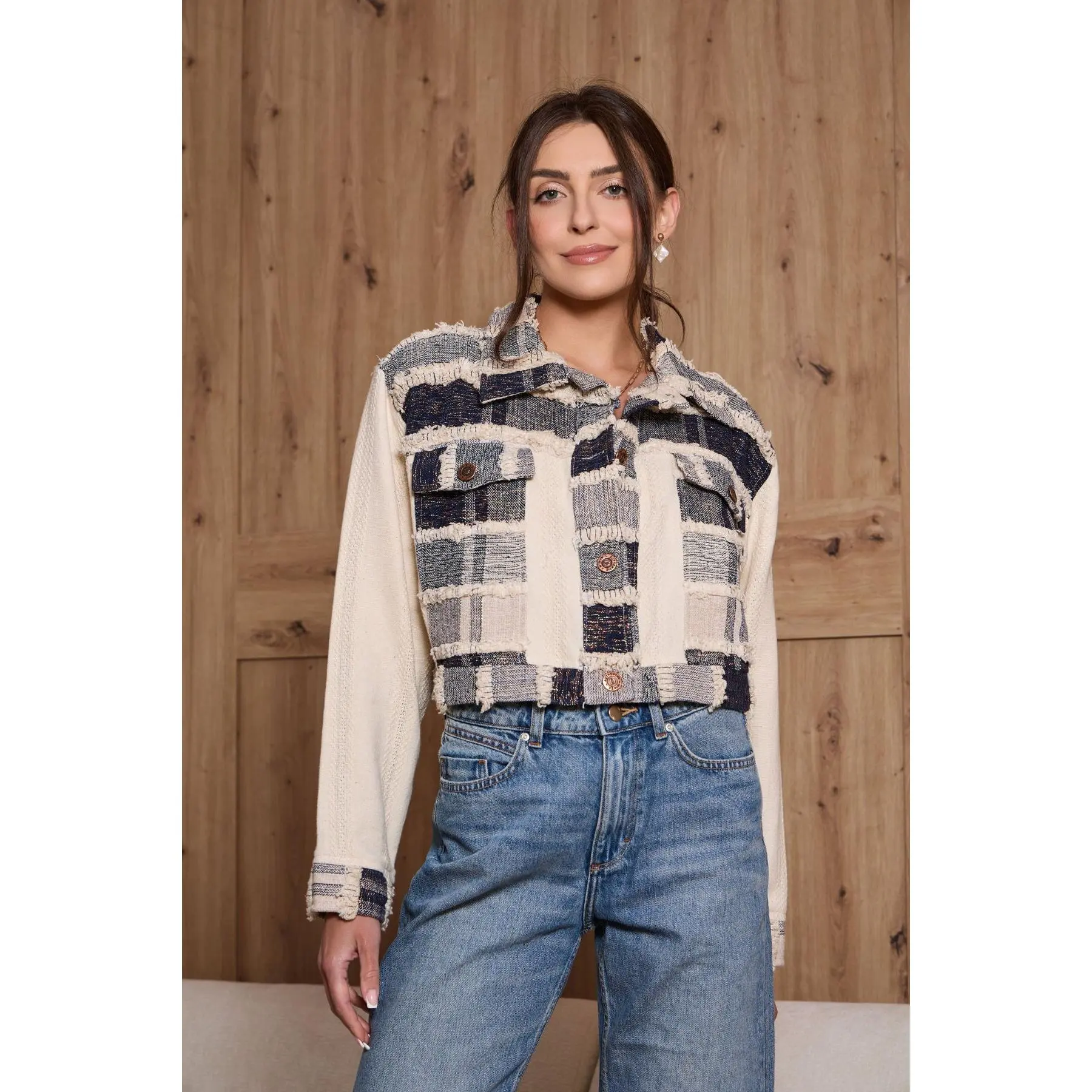 Patchwork Tweed Denim Jacket Patchwork Tweed Denim Jacket