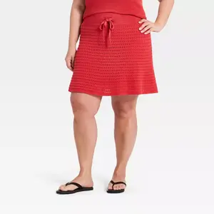 Women's Sweater Mini A-Line Skirt - Universal Thread Red 2X