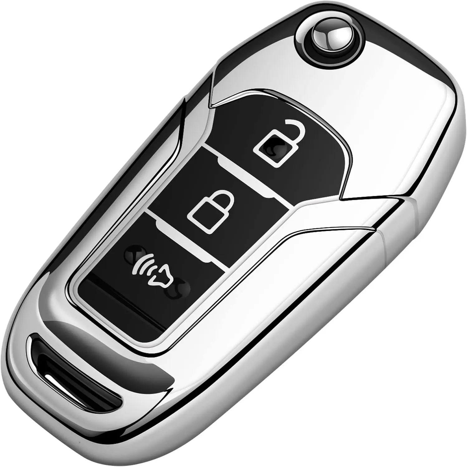 for Ford Key Fob Cover Soft TPU Full Protection Key Shell Key Case Compatible with Ford F150 F250 F350 F450 F550 Explorer Ranger Escape Key Shell (Silver)