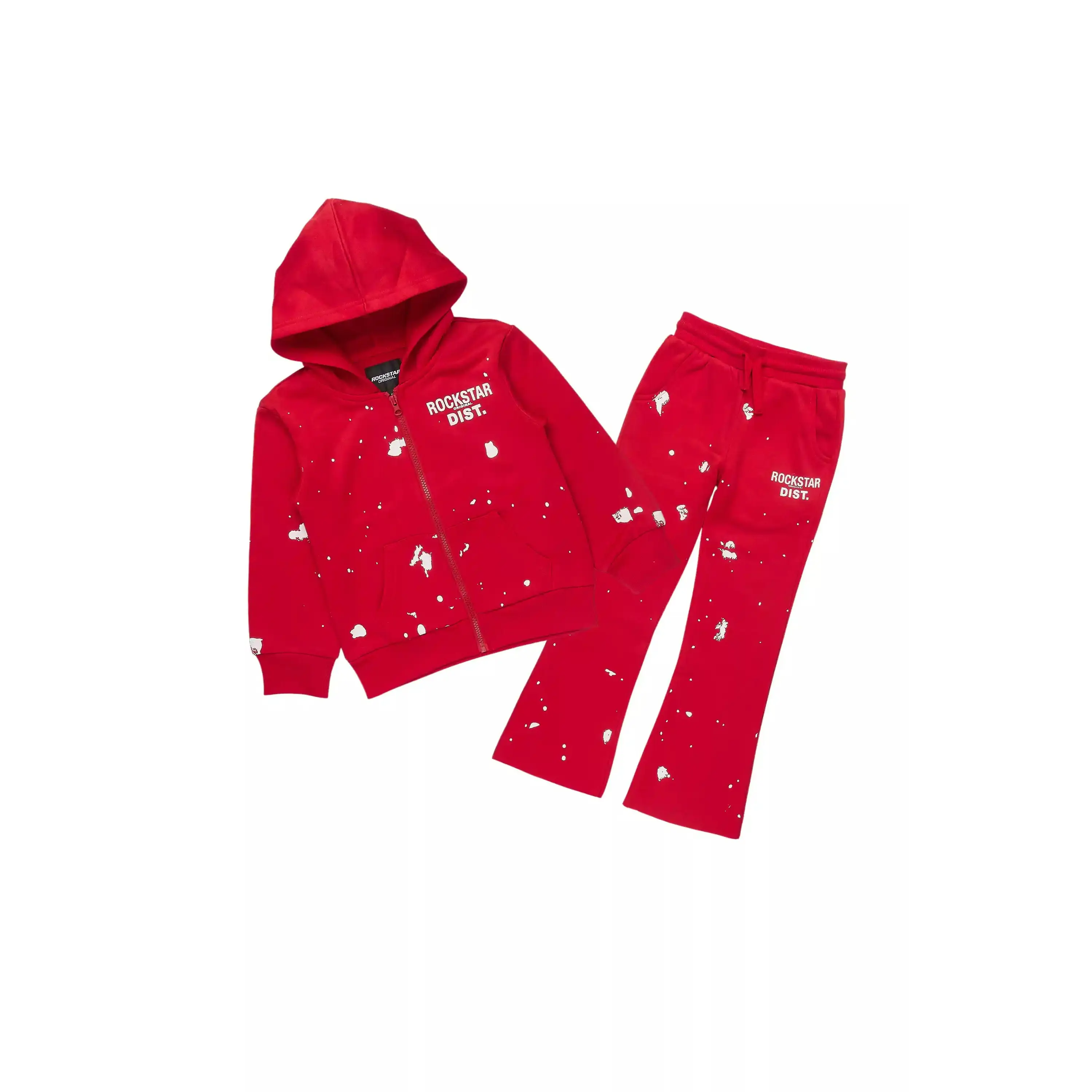 Girls Halloway Red Zip Up Stacked Flare Track Set