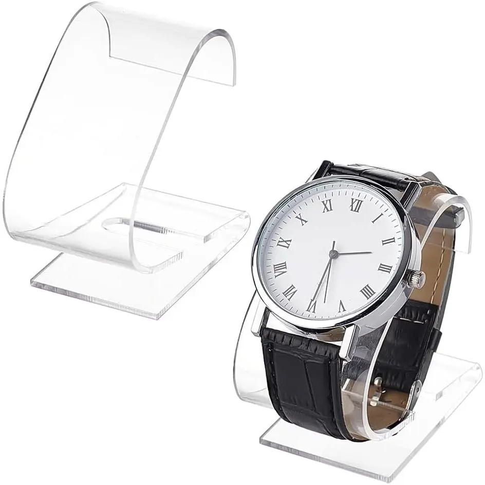 2 count Clear Watch Stand, 2.4 x 2.4 x 1.3 inch Single Watch Holder Display  Bracelet Display Rack  Holder Stand Watch Organizer Storage for Women