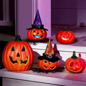 Outdoor Light up Pumpkins,Halloween Lights,Jack O Lanterns 5Pcs