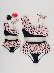 Mom & Me Asymmetrical Cheetah Swimsuit Mom & Me Asymmetrical Cheetah Swimsuit