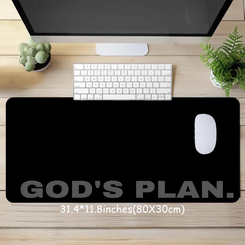 Black God's Plan Design Extra Large Gaming Mouse Pad,Aesthetic Desktop Drotection Pad,Washable Rubber Pad Non-Slip Lock Edge Multi-Size Mouse Pad Suitable For Home Office,Good Gift for Family and friends, Extended Mousepad