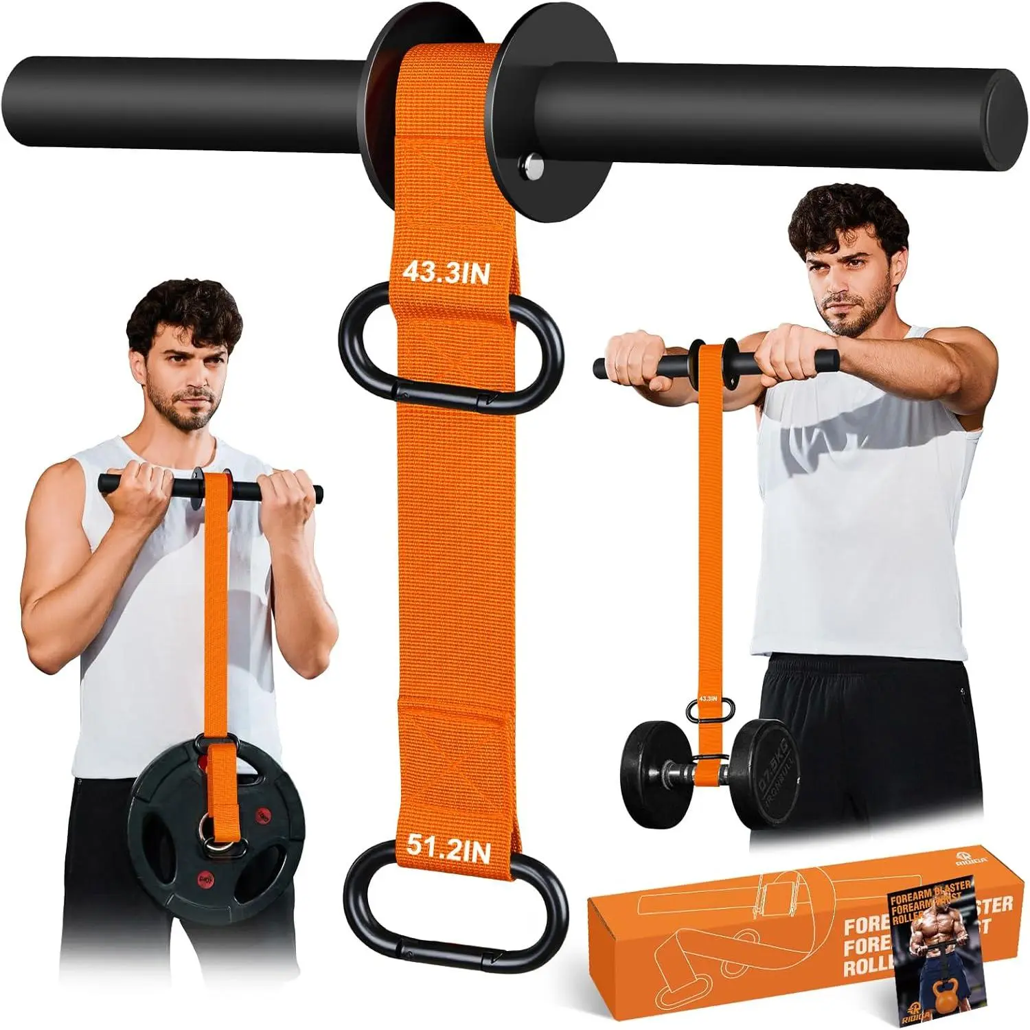 Forearm Strengthener and Wrist Roller, 43.3 inch Or 51.2 inch Ultra  Nylon Webbing, Forearm Exerciser with Quick Locking Mechanism, Ideal for Hand, Wrist and Forearm Strength