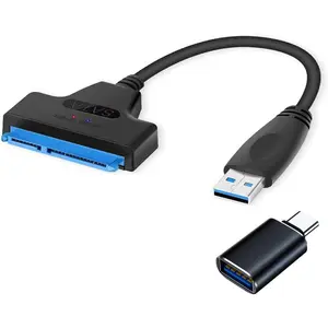 2IN1 sata to USB 3.0 Cable, Sata to USB Adapter Compatible for 2.5"" HDD & SSD Hard Drive Reader-External Hard Drive Converter/Hard Drive to USB Adapter., Black