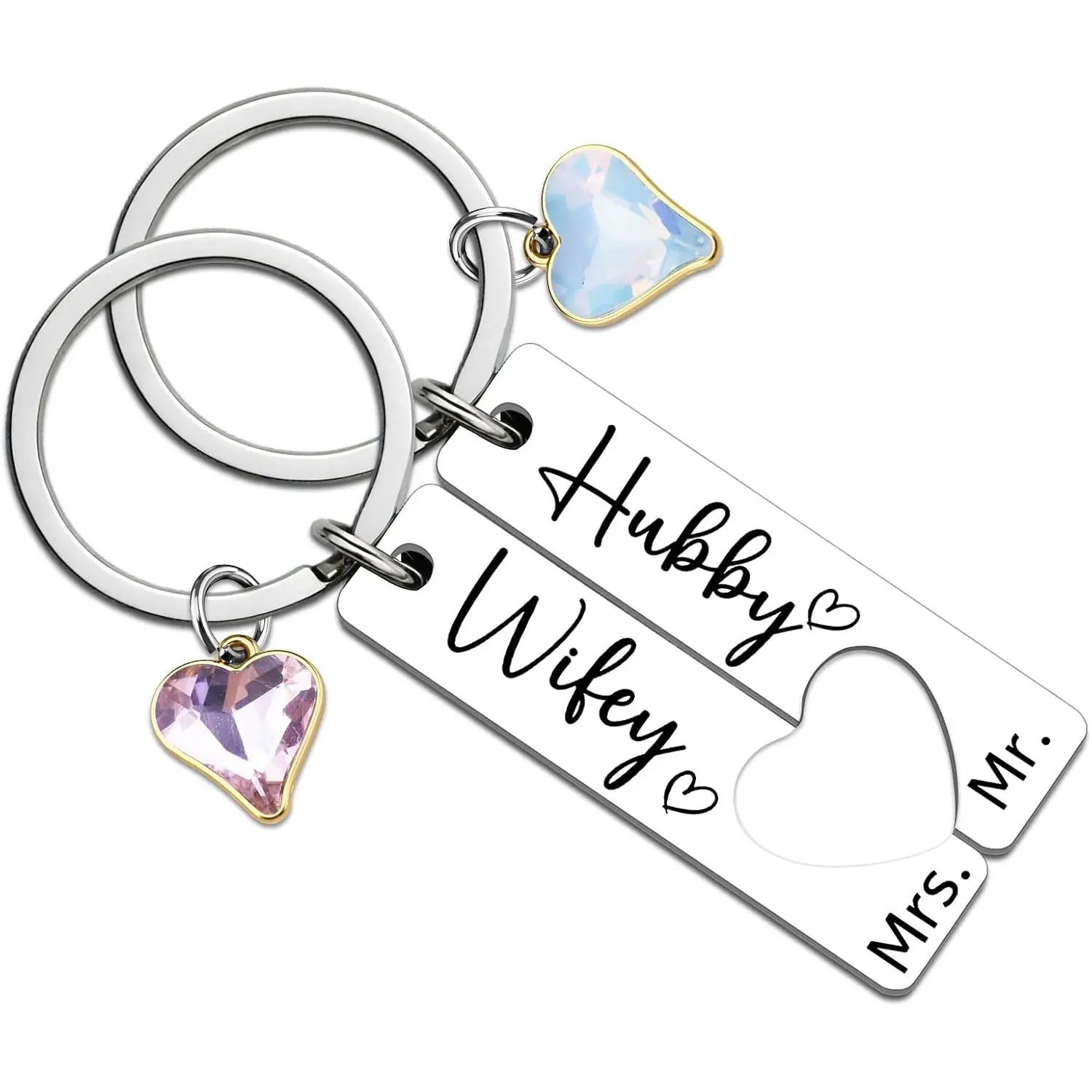 Mr and Mrs Gifts Fathers Day Keychain Gifts for Husband Wedding Gift for Newlyweds Hubby and Wifey Keychain for Bride Groom Bridal Shower Gift for Bride Newly Couple Anniversary Wedding Shower Keyring