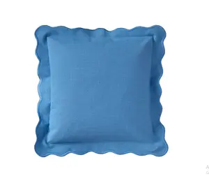 Blue Eyes Scallop Edge Decorative Pillow, 18" x 18" – Elegant Coastal Style