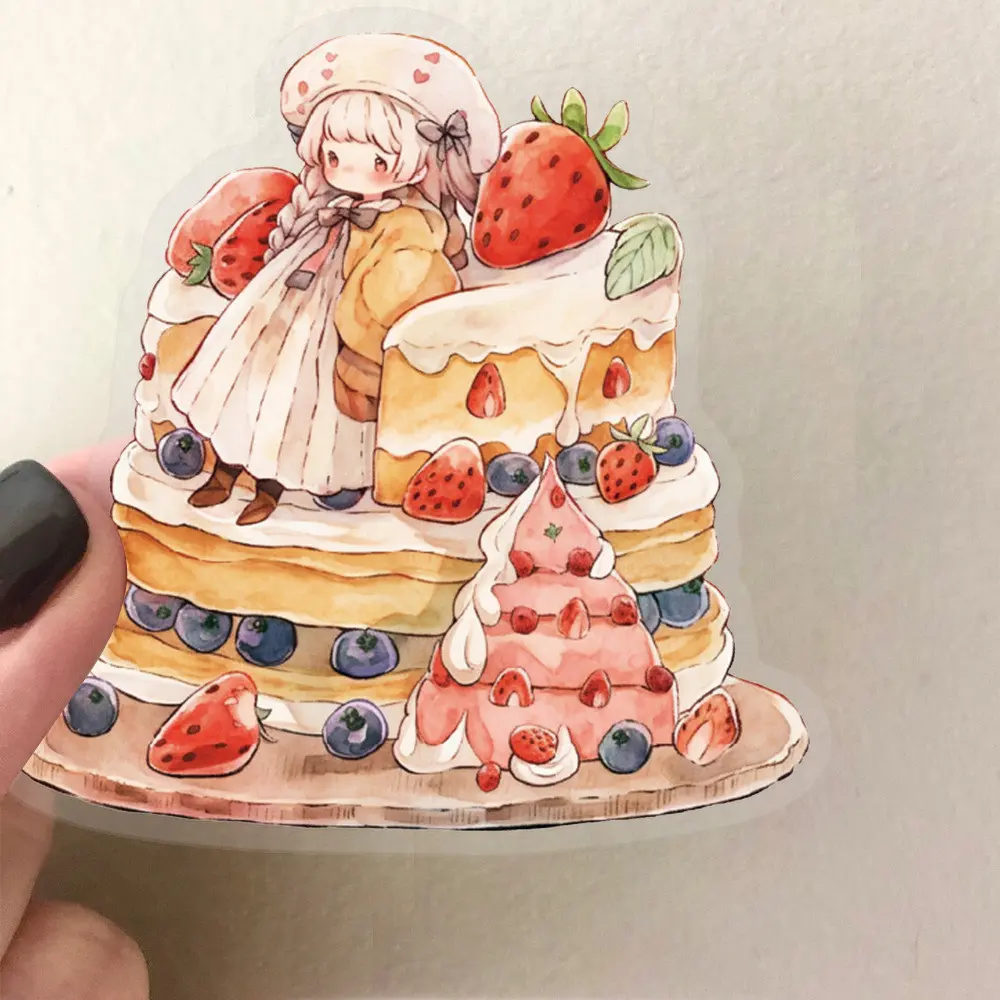 52-Piece Transparent Cartoon Watercolor Fairy Tale Sticker Pack - Waterproof Clear PET Decor for Hand Accounts, Guitars & Notebooks