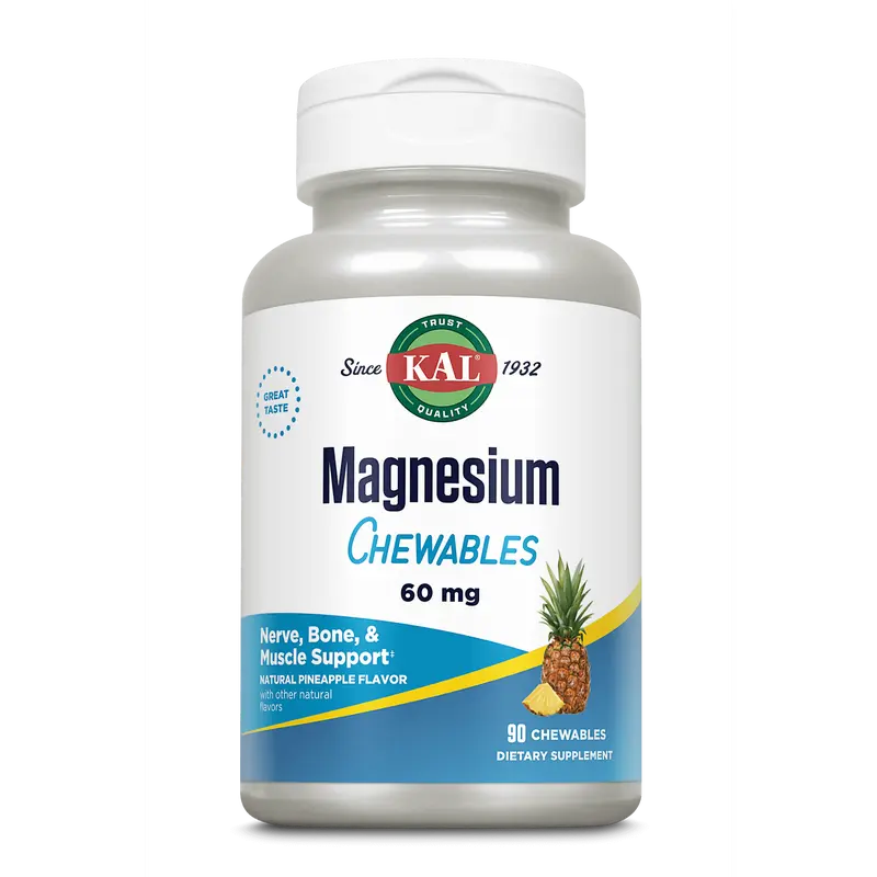 KAL Magnesium Chewables 60 mg - Nerve, Bone & Support Dietary Supplement with Nutritional Value